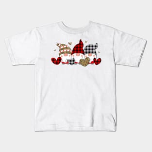 three hearts gnomes valentine's day 2023 Kids T-Shirt